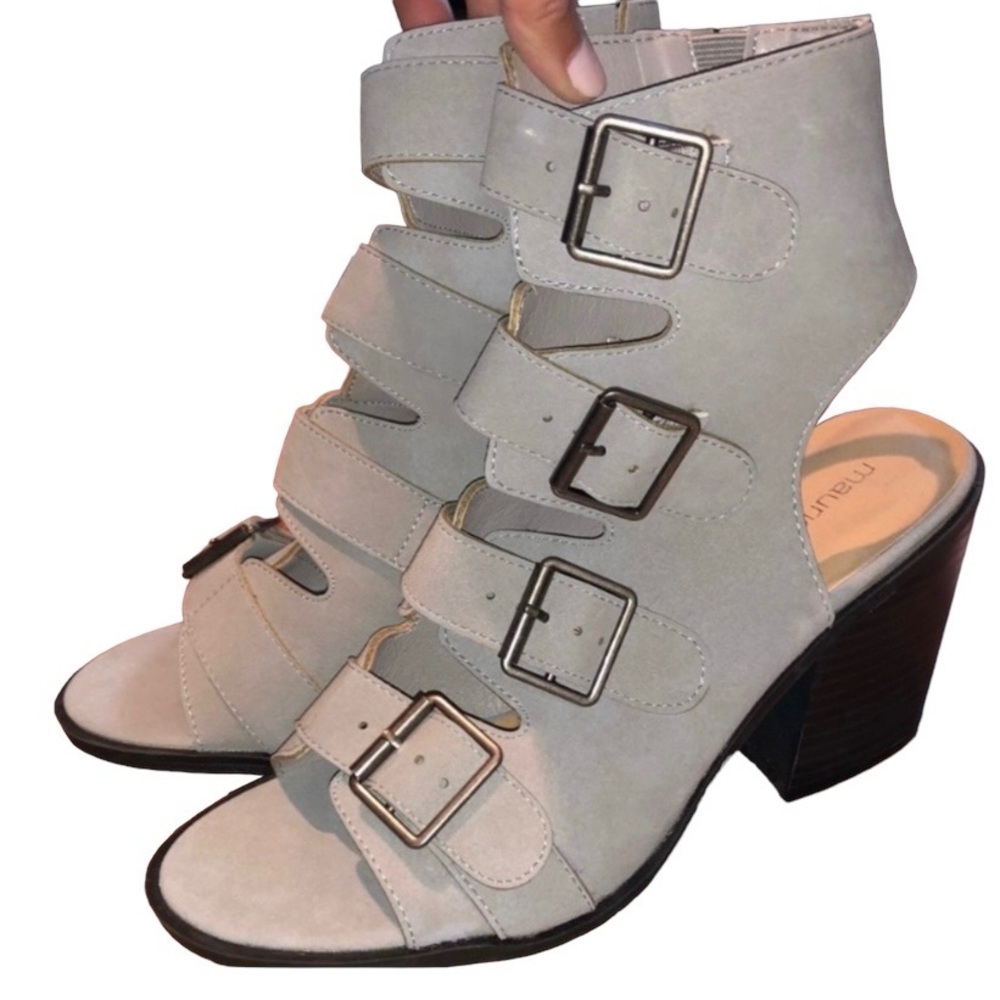 Maurice’s Gray Buckle Heels 7.5 - Picture 1 of 5